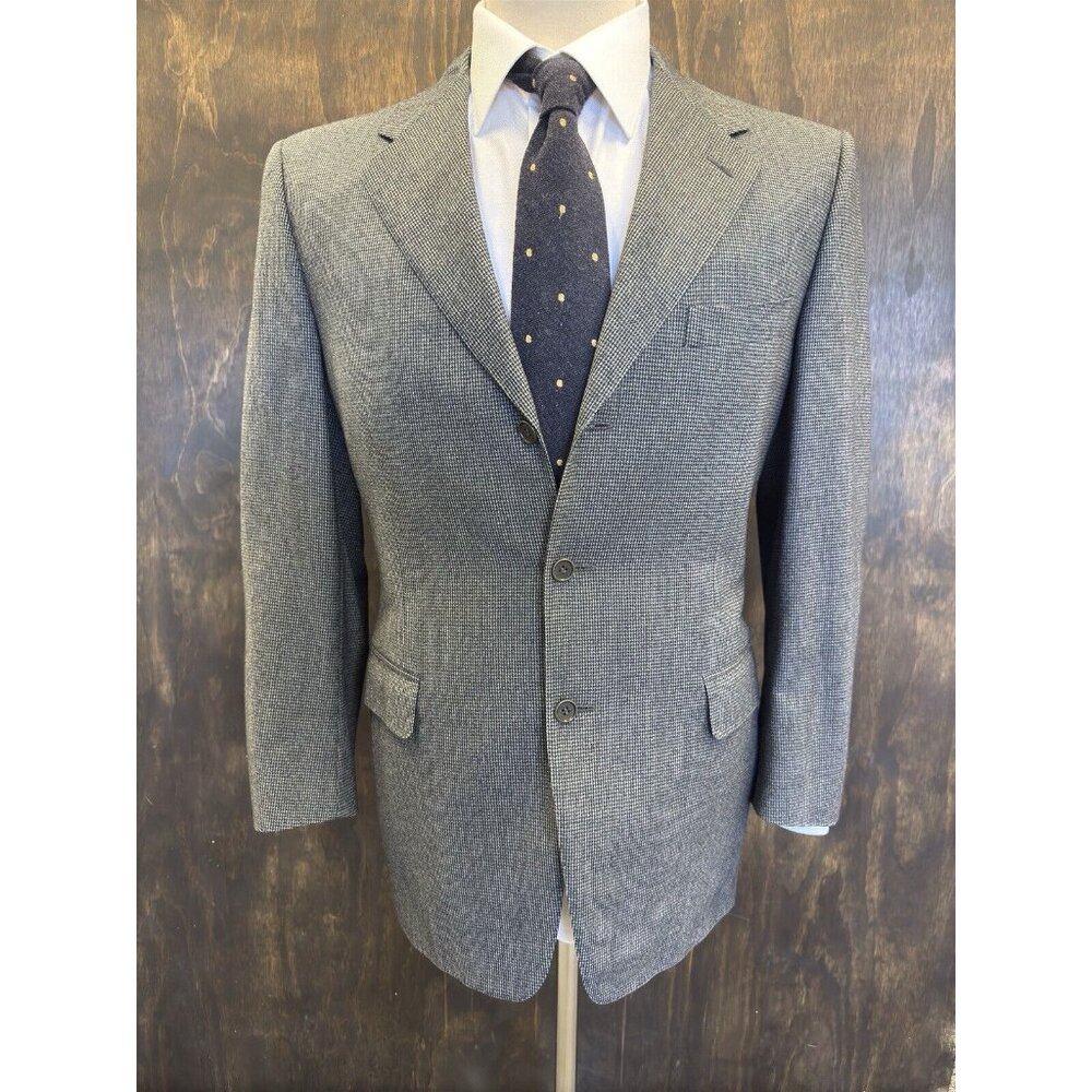 Canali Made In Italy Vintage Houndstooth Soft Wool Suit In Gray